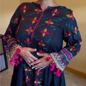 Maria B Pakistani Black Embroidered Dress Size Small